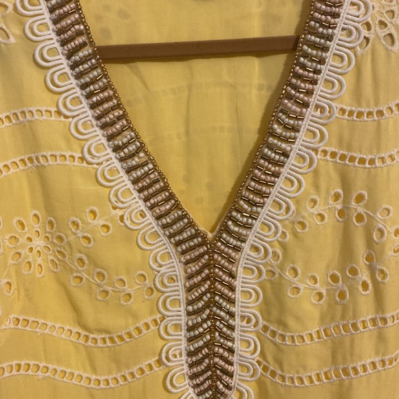 Winter getaway 2024. Lemon drop! Embellished Lace Tunic Dress by Boston Proper. - Picture 5 of 6